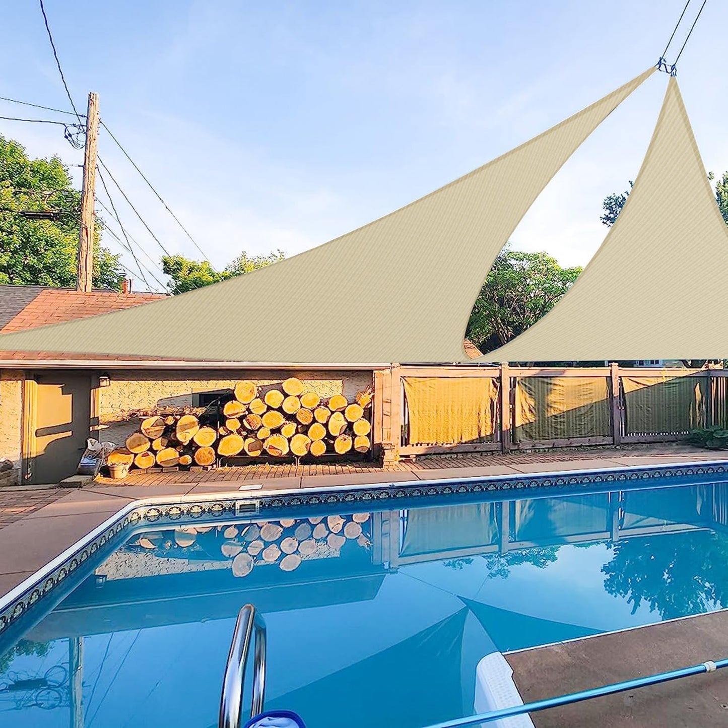 E&K Sunrise 18ft Triangle Sun Shade Sail Canopy for Outdoor Use