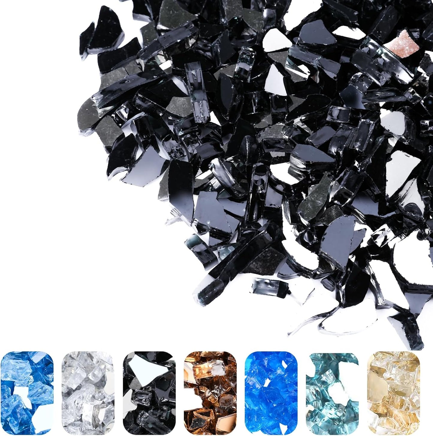 Reflective Black Fire Glass for Fire Pits and Fireplaces