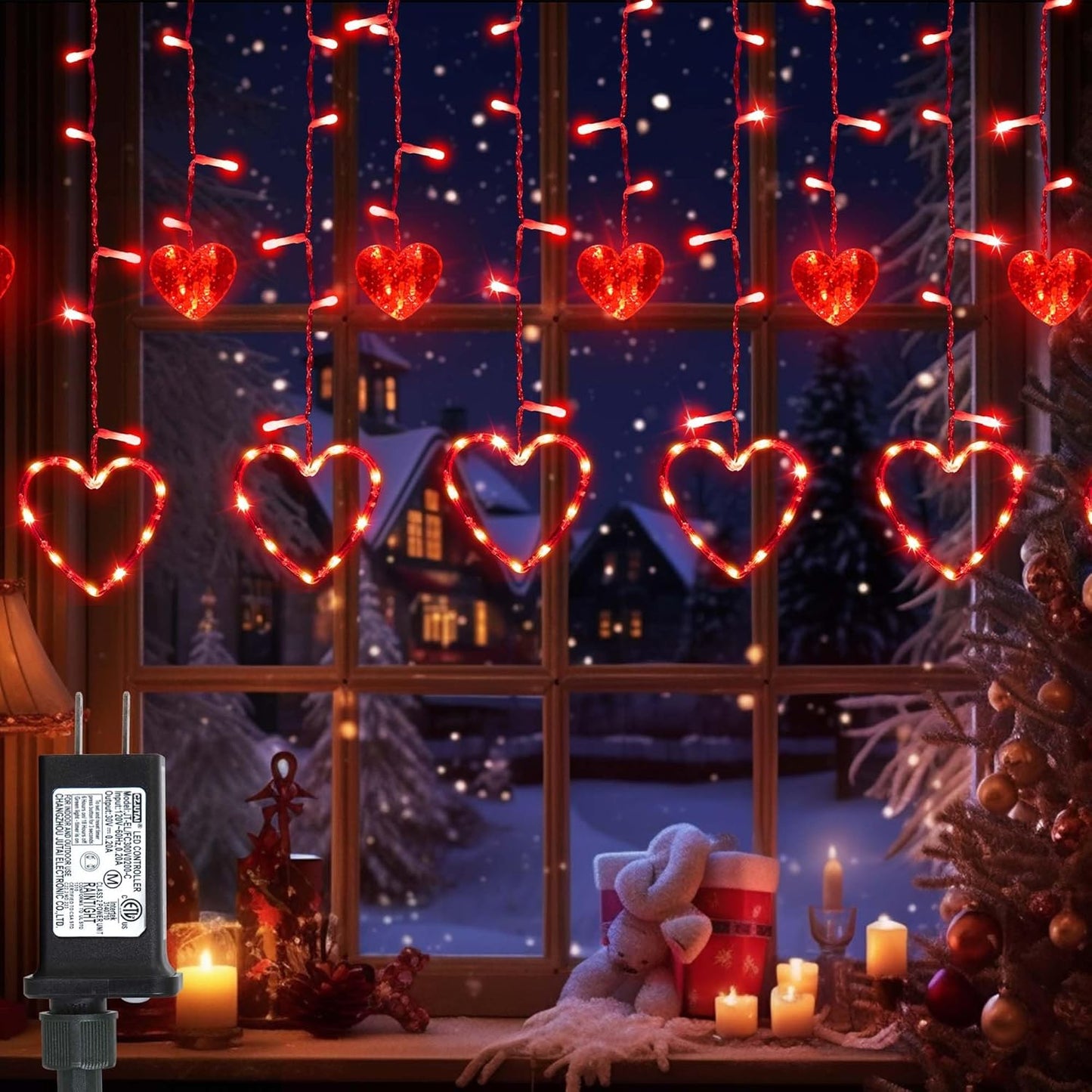 Love-filled Heart Curtain Lights by weillsnow