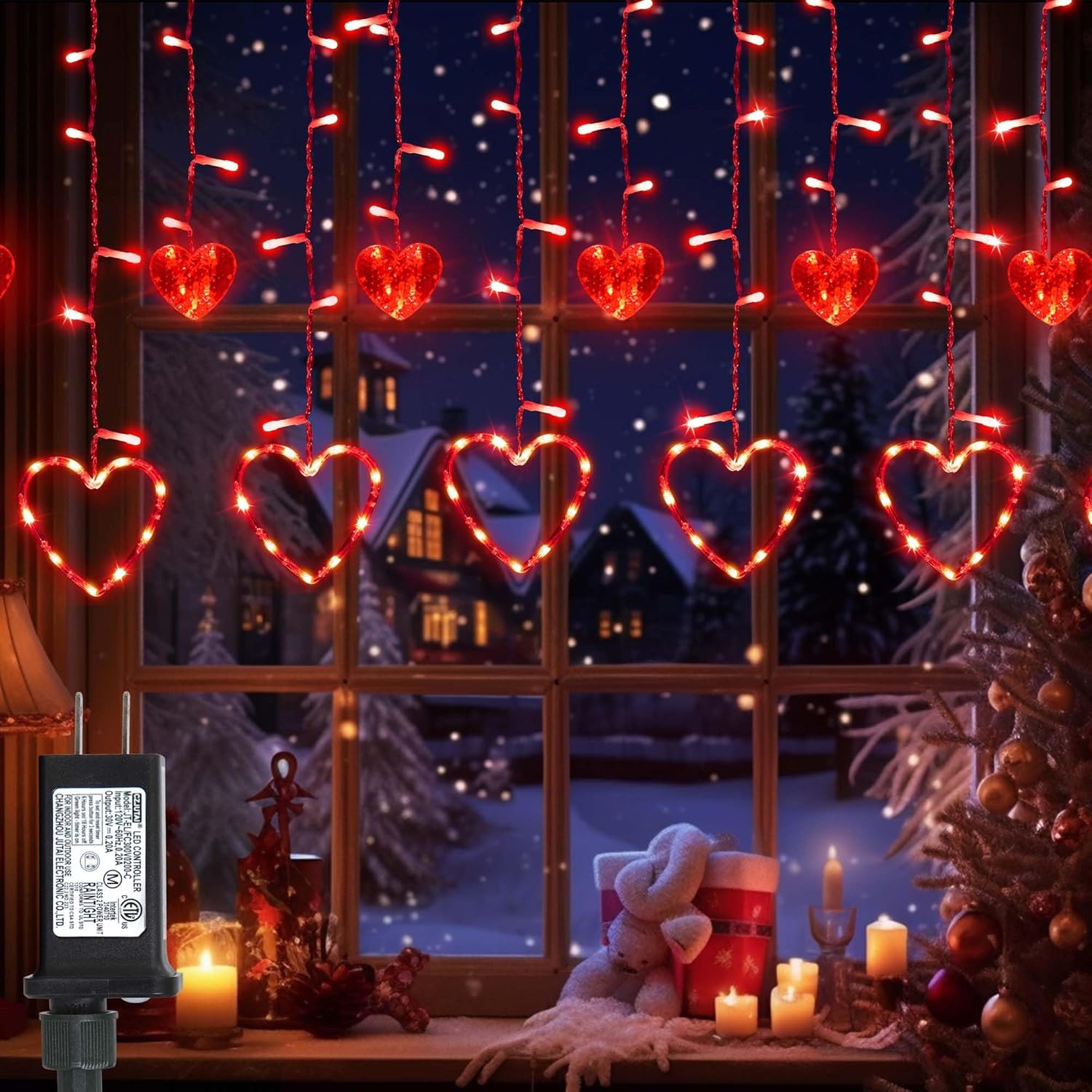 Love-filled Heart Curtain Lights by weillsnow