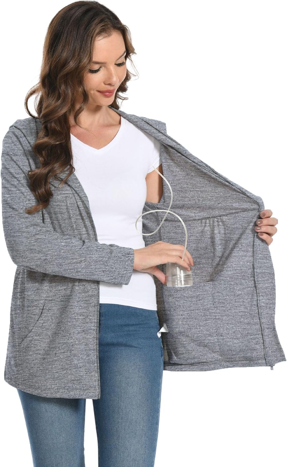 Women Post Mastectomy Hoodies Jacket with Drain Pockets