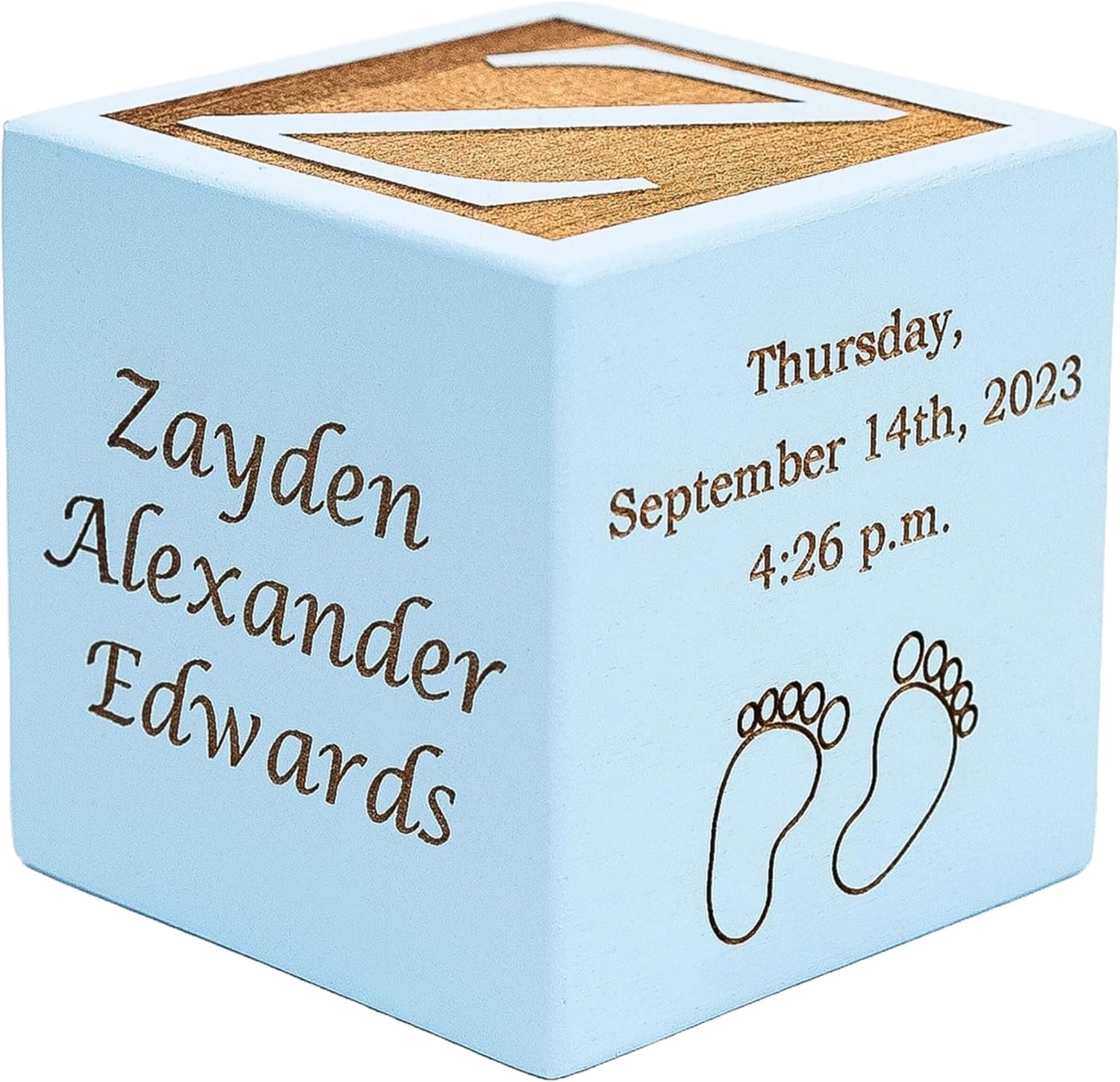 Personalized Wood Baby Birth Block - Perfect Newborn Gift