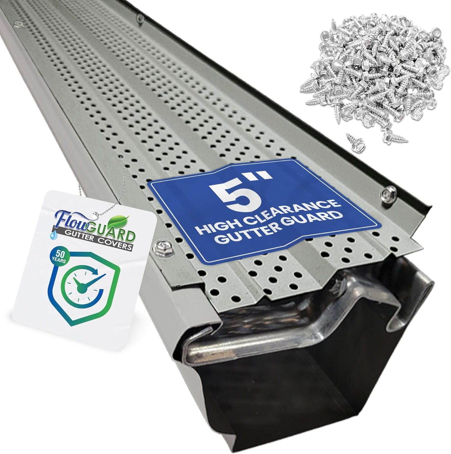 FlowGuard USA Made Professional DIY 5 Inch Gutter Cover System