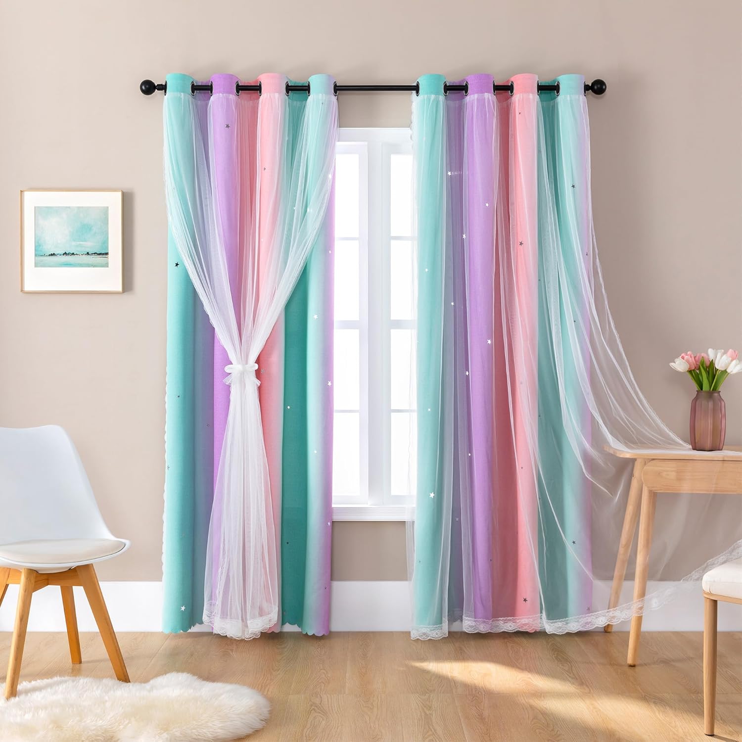 XiDi Blackout Curtains for Girls Bedroom with Unicorn Theme