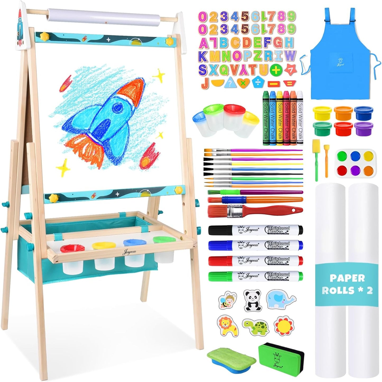 Joyooss Art Easel for Kids - Double Sided Wooden Drawing Board