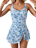 Fashionable One Piece Swim Dress for Women with Tummy Control