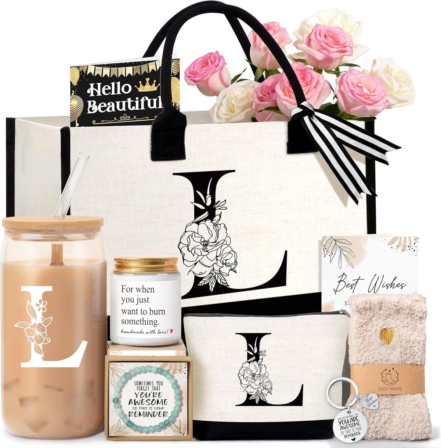 Personalized Birthday Gifts for Women: Monogrammed Tote Bag Set