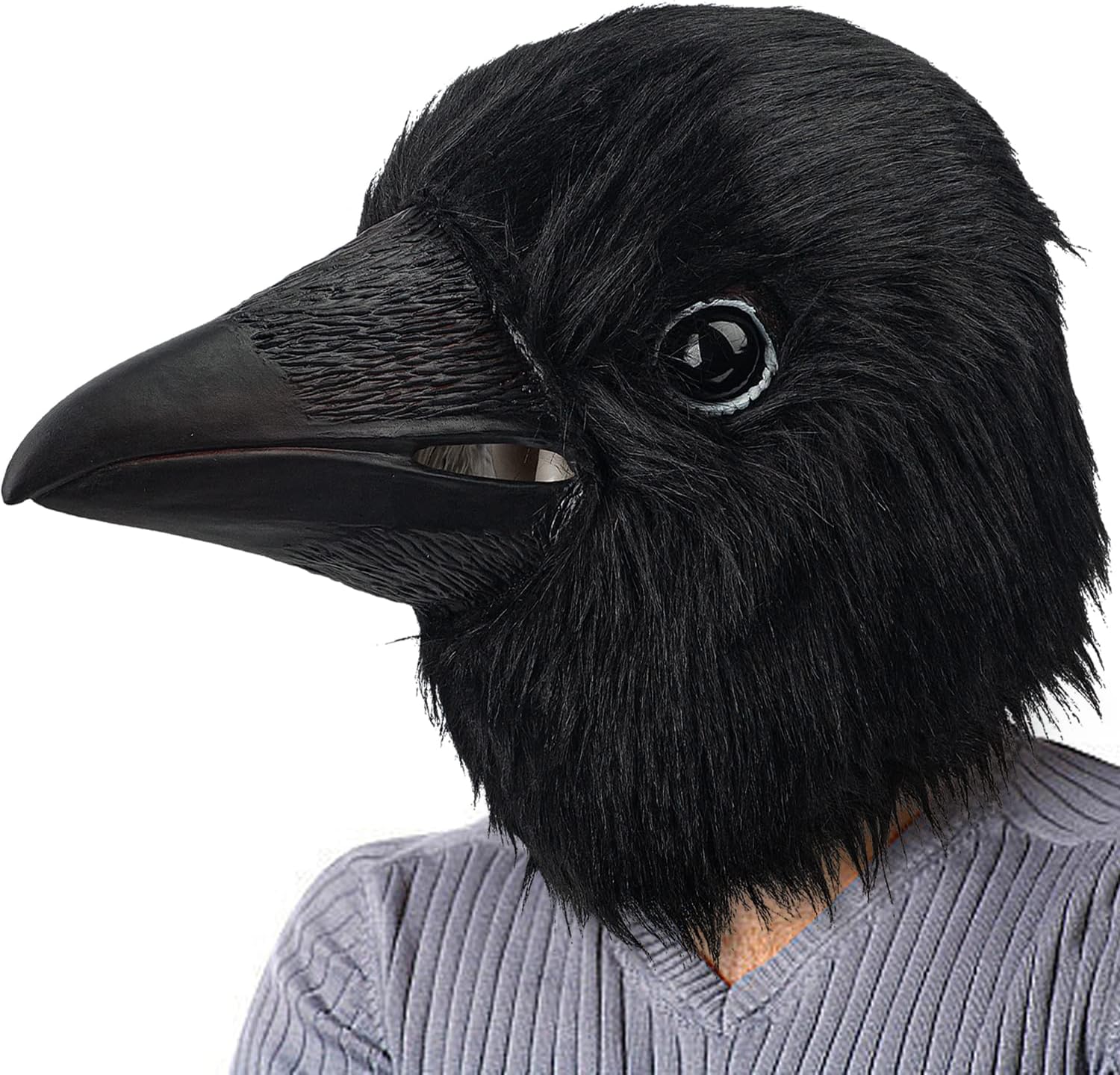 Realistic Black Crow Mask for Halloween Costume and Cosplay
