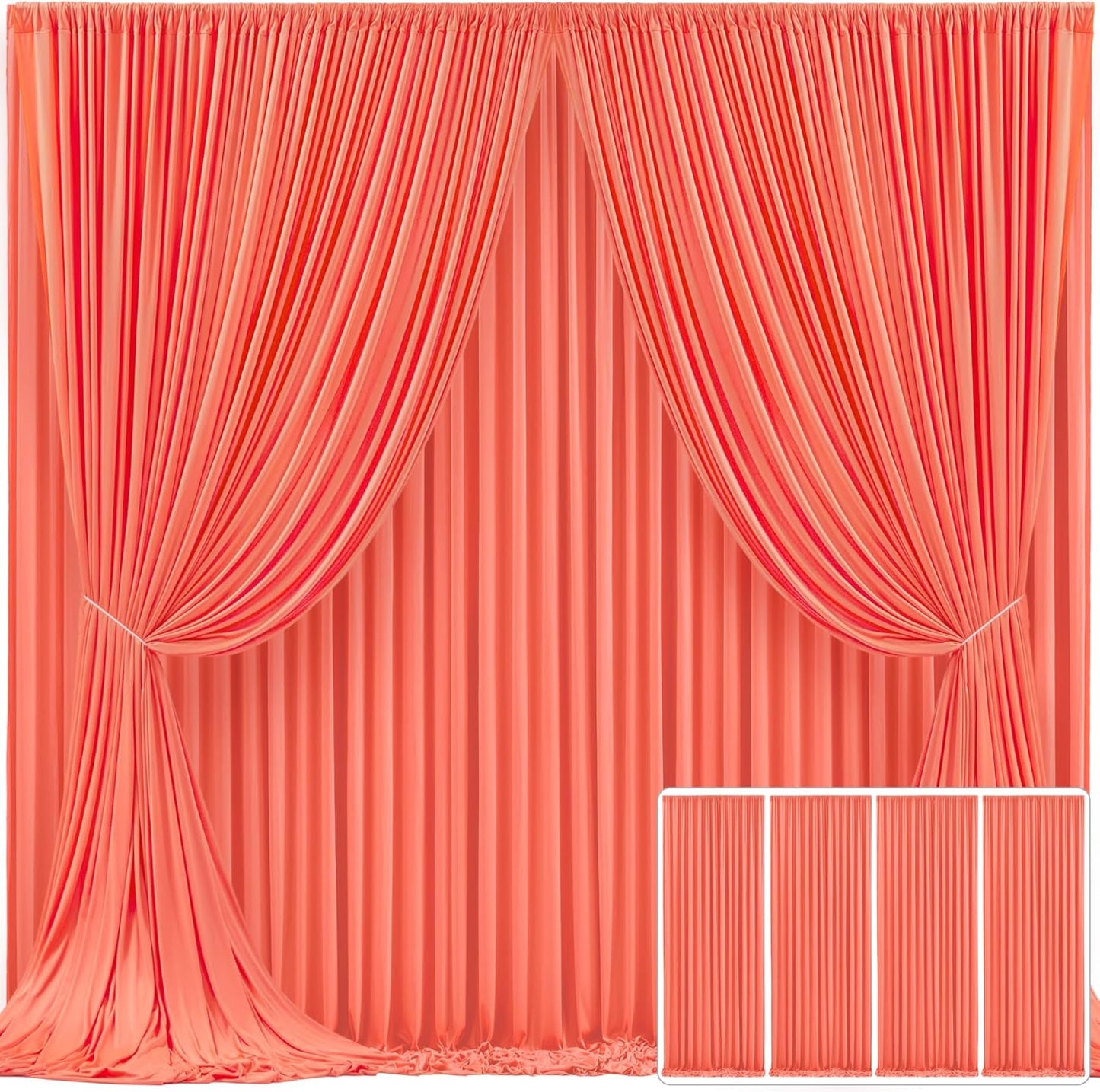 4 Panels Orange Backdrop Curtain for Parties and Events