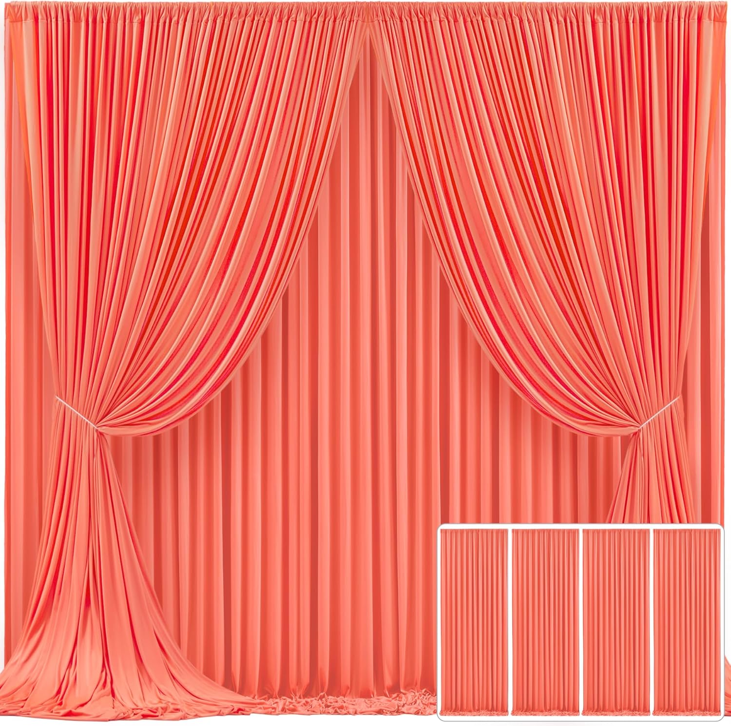 4 Panels Orange Backdrop Curtain for Parties and Events