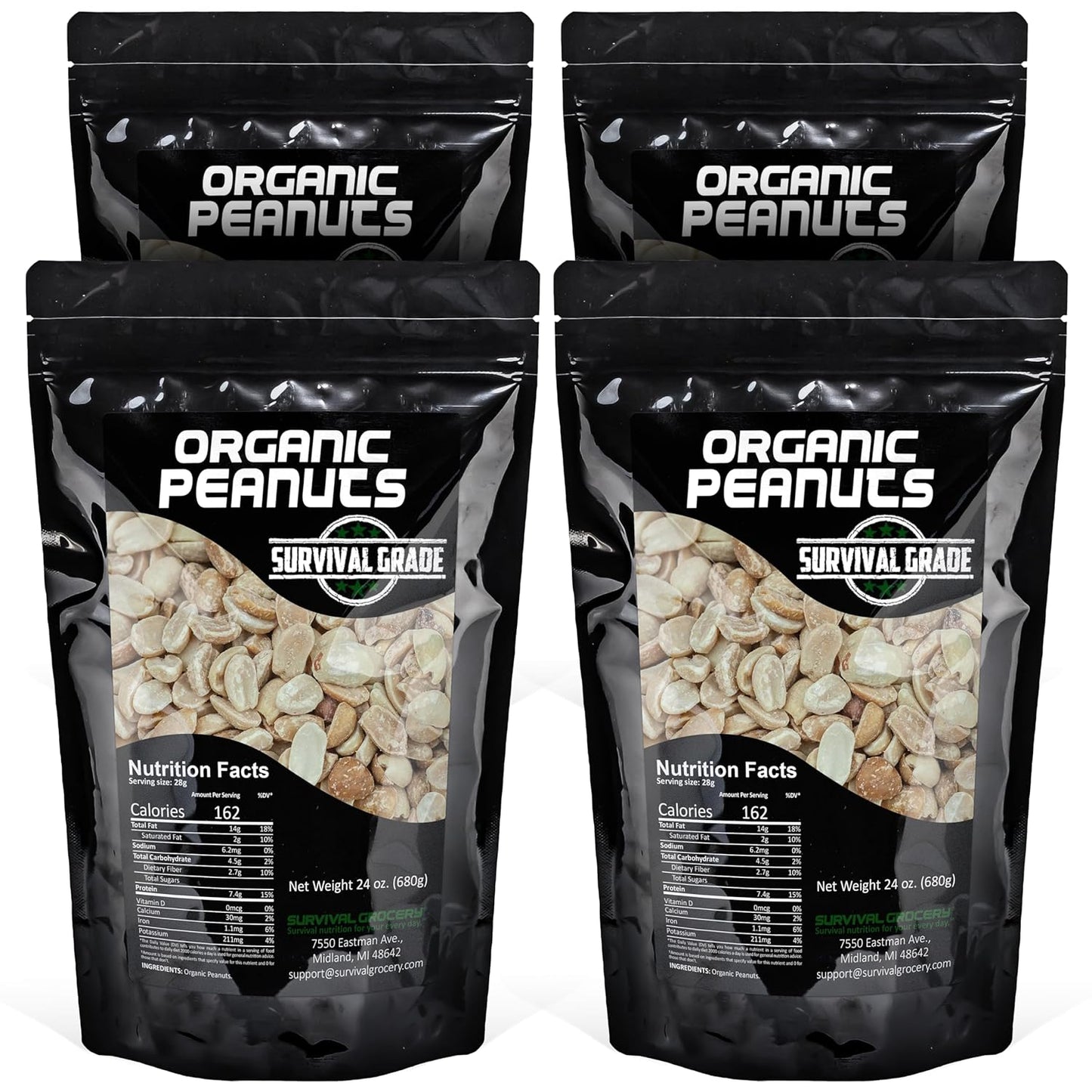 Survival Grocery Organic Dry Roasted Peanuts - Healthy Snack Option