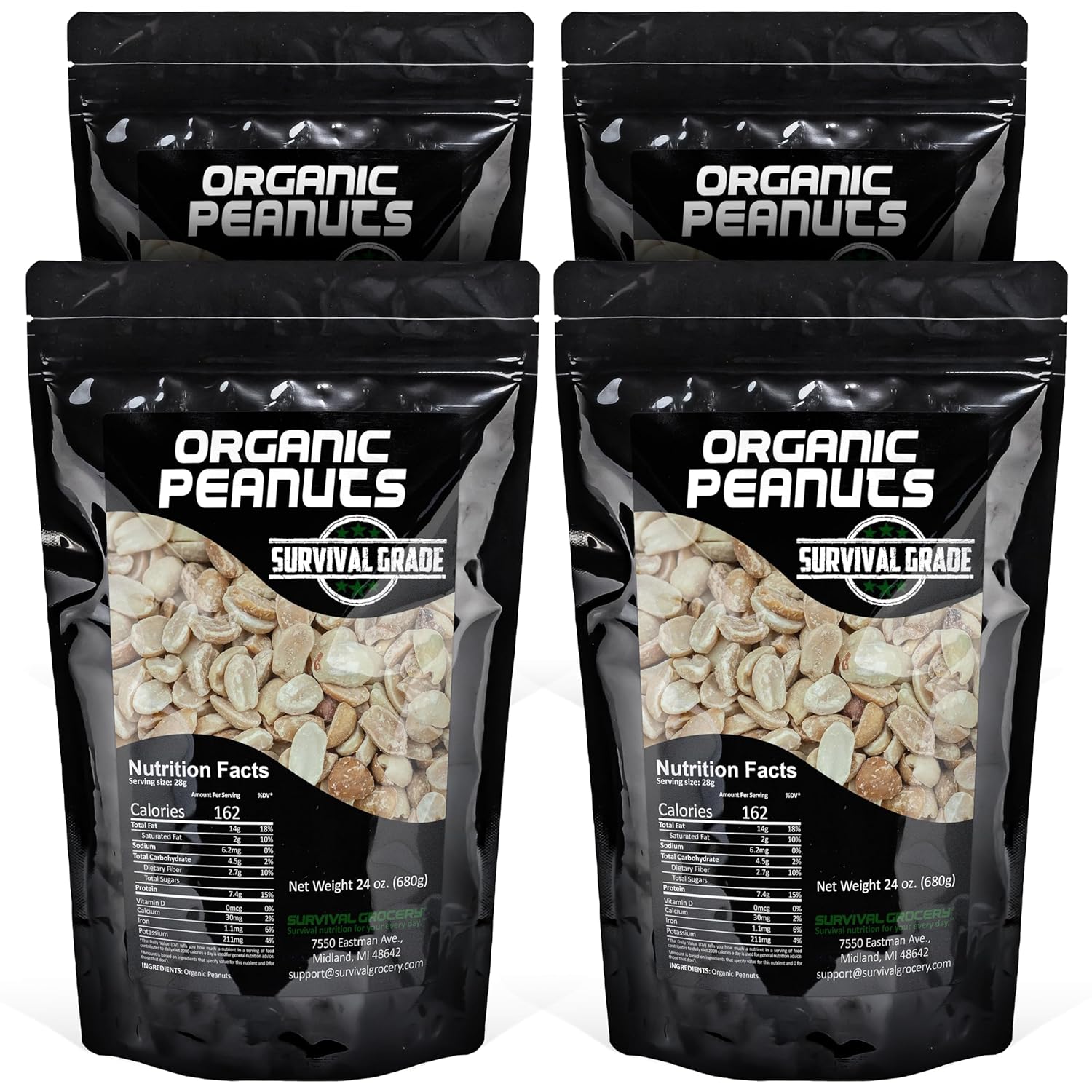 Survival Grocery Organic Dry Roasted Peanuts - Healthy Snack Option