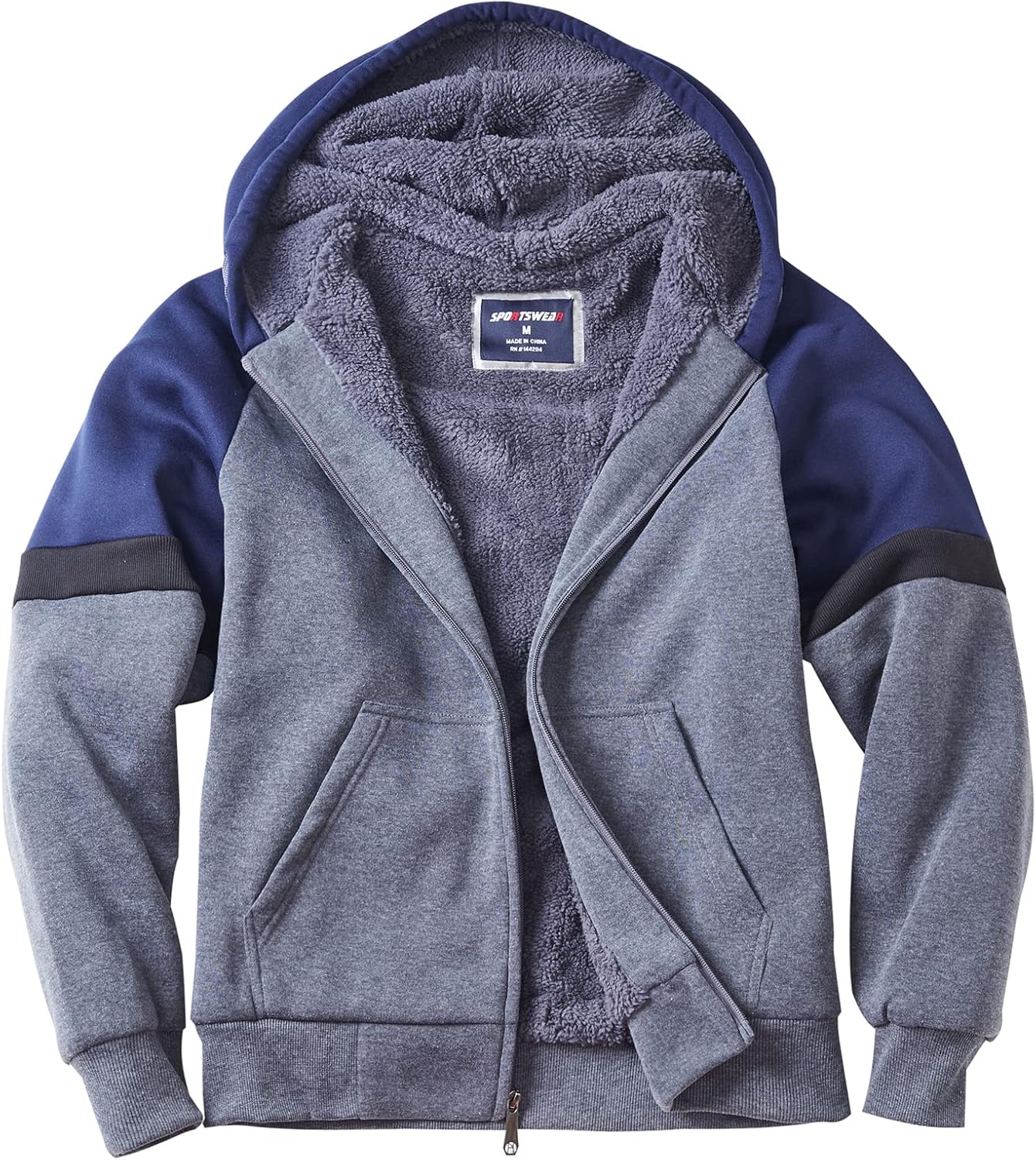 Facitisu Flannel Hoodies for Men Sherpa Lined Heavy Fleece
