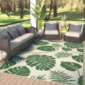 Reversible Plastic Outdoor Rug Green Washable Boho Area Rug - Tropical