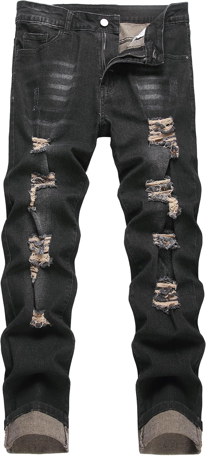QIMYUM Mens Ripped Jeans for Comfort and Style in Denim