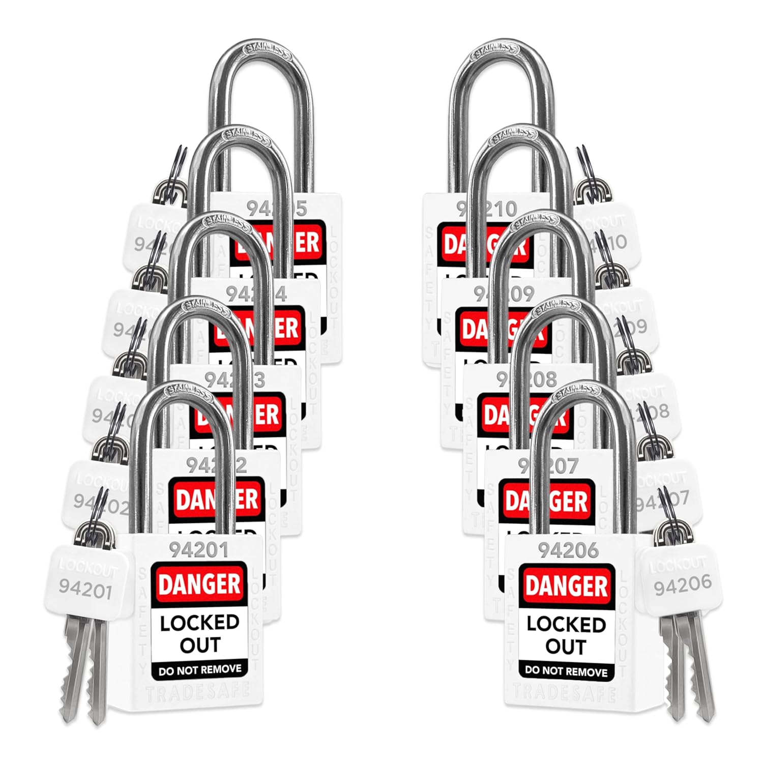 TRADESAFE Lockout Tagout Locks Set - 10 OSHA Compliant Locks