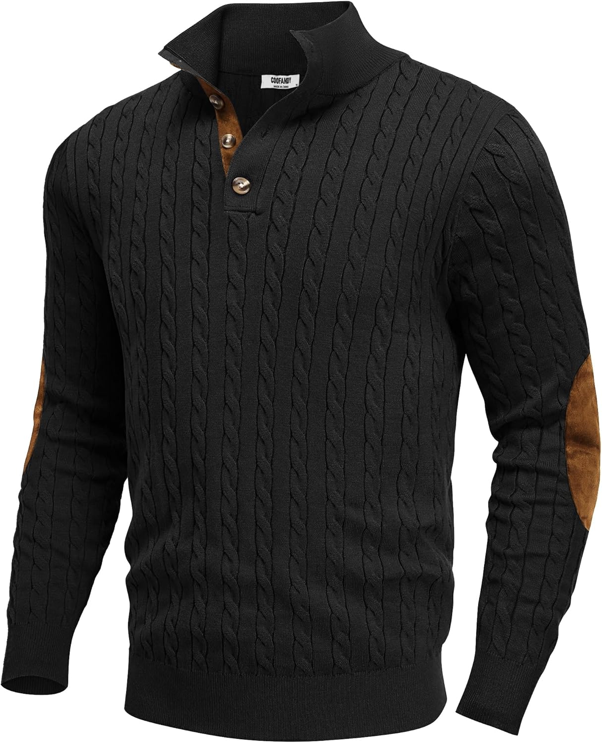 COOFNDY Mens Cable Knitted Pullover Sweater for Casual Wear
