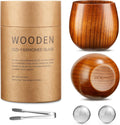 Wooden Whiskey Glasses Set of 2 - Handcrafted Old Fashioned Bourbon