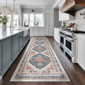 Hallway Runner Rug 2 x 10 - Low-Pile Non-Slip Navy Blue Runner