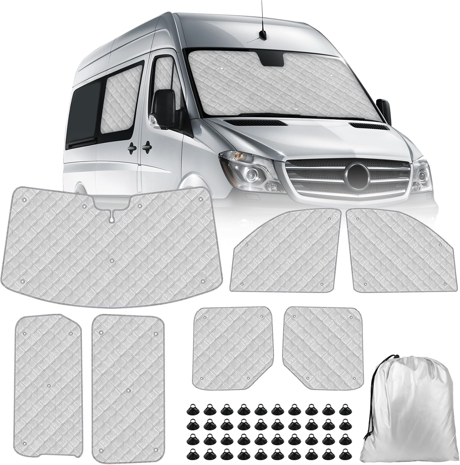Mercedes Sprinter Sun Shade 7-Piece Set for Full Cabin Insulation