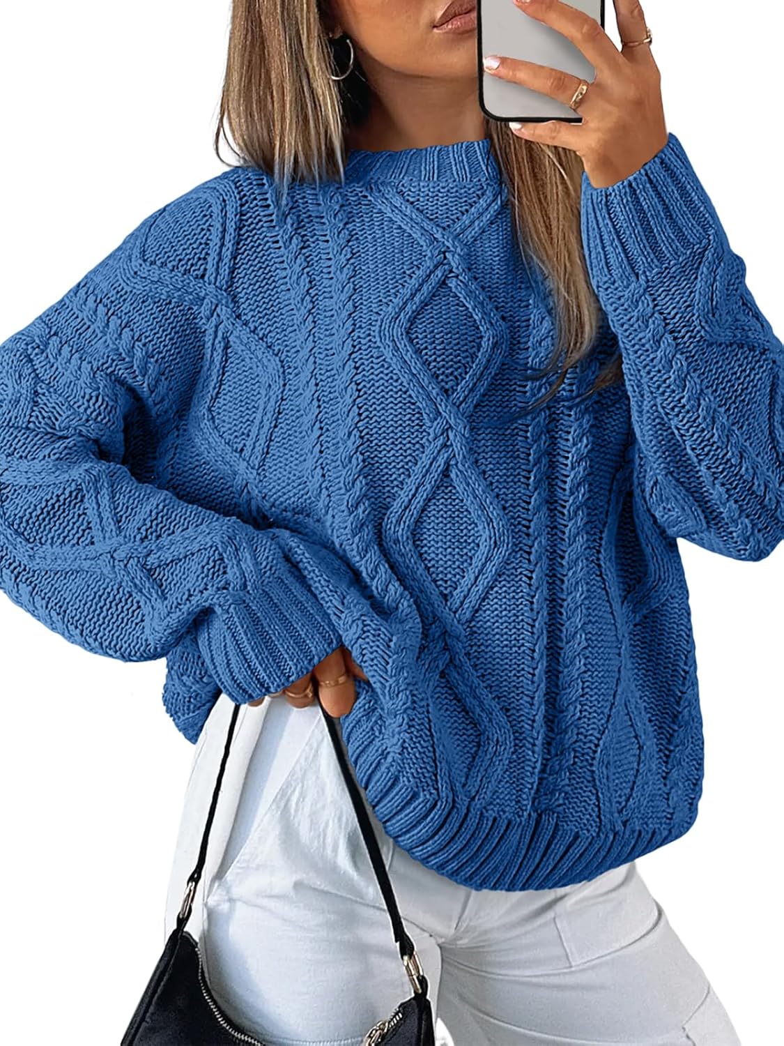 Trendy Queen Women's Oversized Cable Knit Crewneck Sweater Review