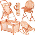 4-in-1 Baby Doll Stroller Set with Butterfly Design - Complete Playset