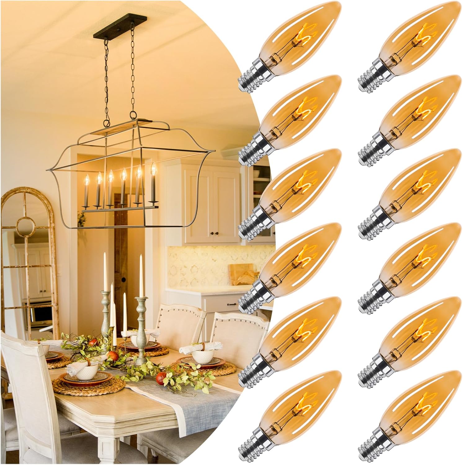 Amber Candelabra Bulb 25W Equivalent for Vintage Elegance