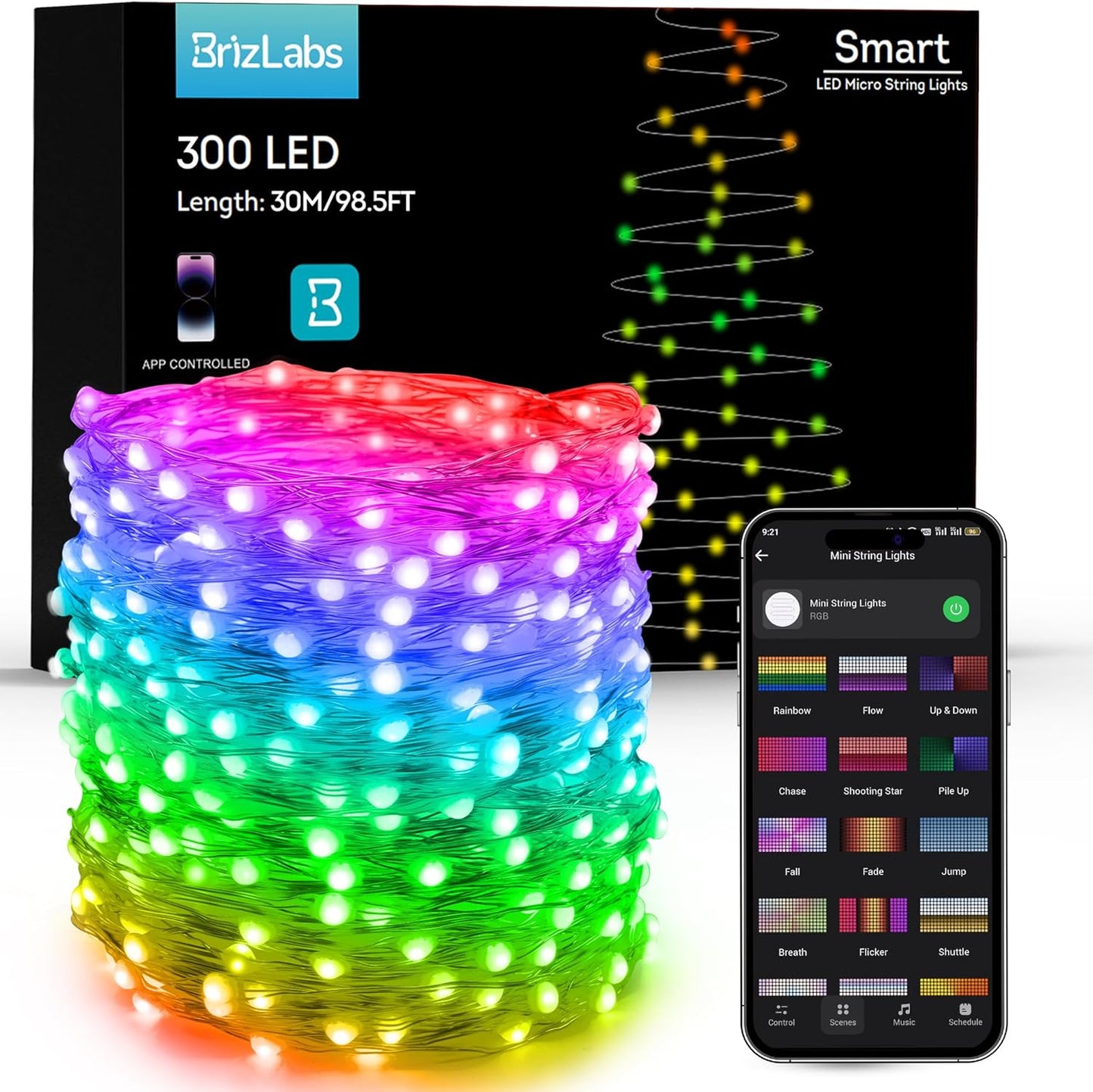 BrizLabs Smart Christmas Fairy Lights with 16 Million Colors