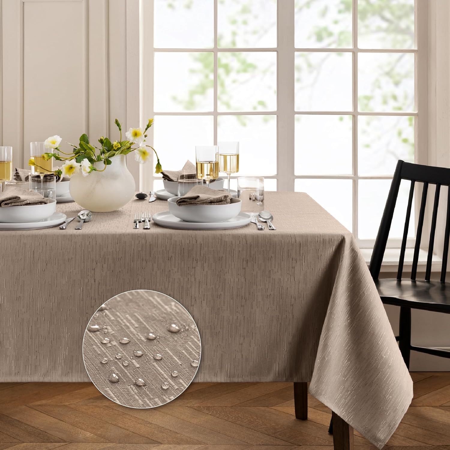 Continental Solid Texture Tablecloth - Water & Stain Resistant