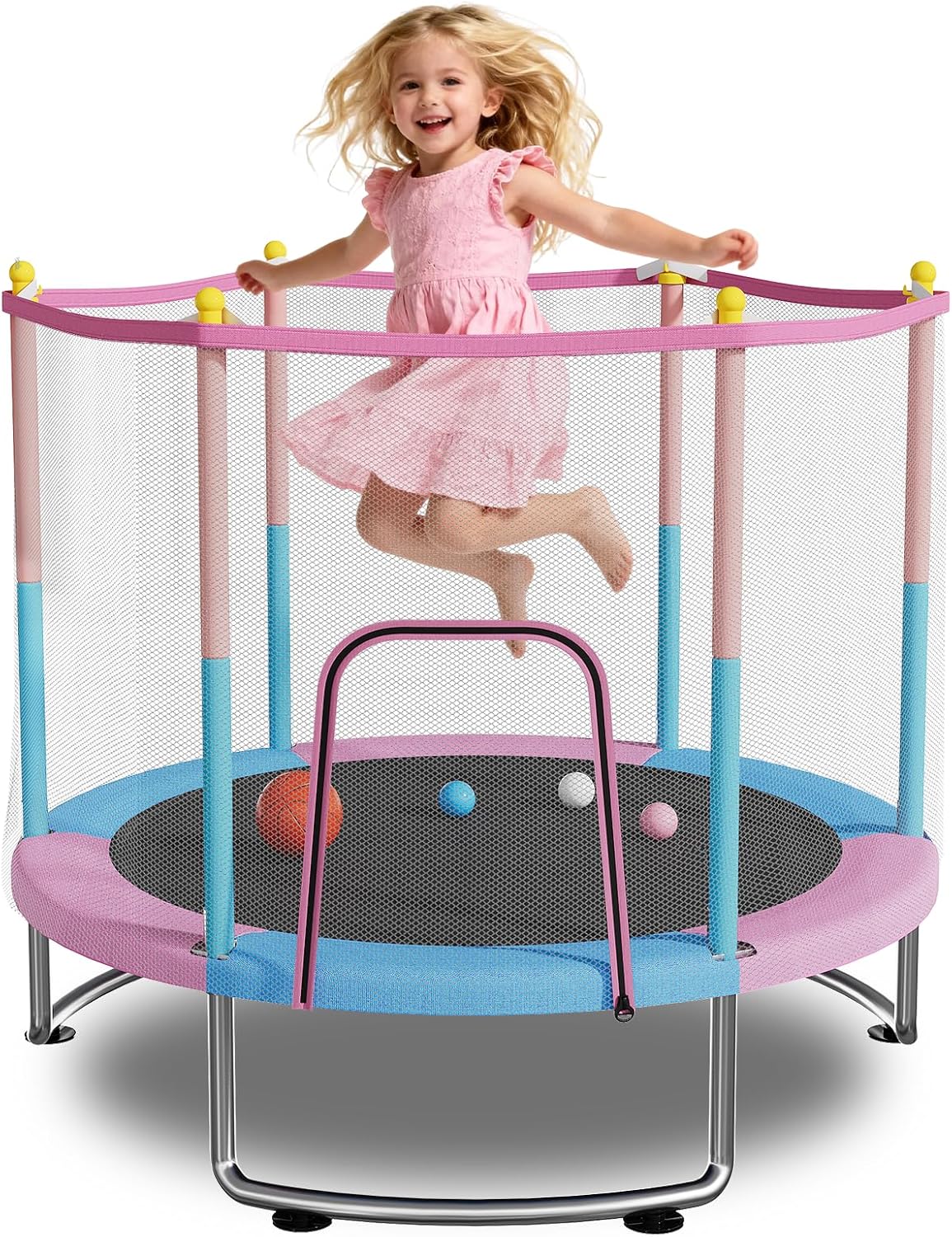 Kids Trampoline with Safety Net for Active Indoor Outdoor Fun