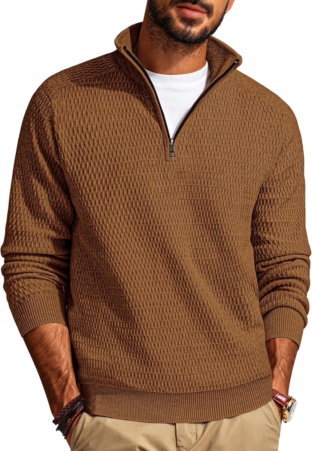 PJ PAUL JONES Men's Quarter Zip Sweater for Stylish Comfort