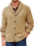 Mens Shawl Collar Cardigan Sweater - Chunky Cable Knit Warmth