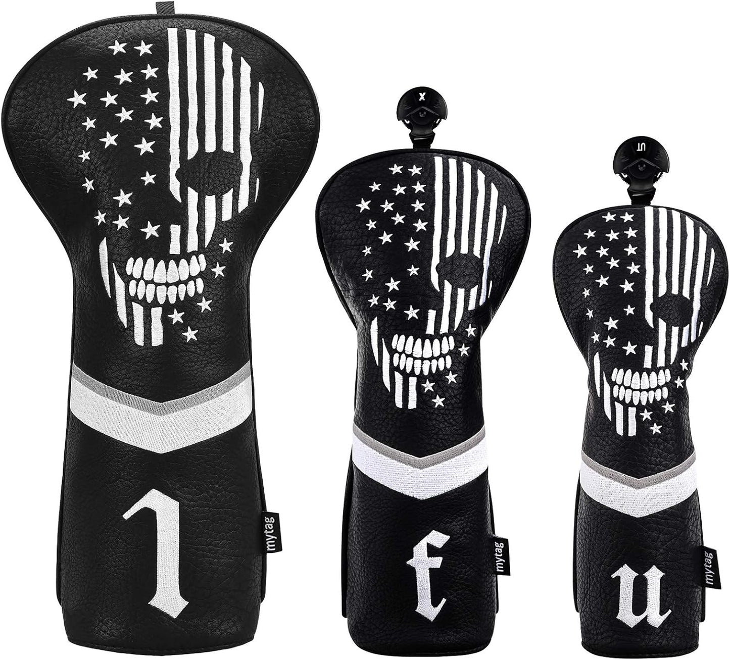Golf Skull Skeleton Head Cover Set for Drivers and Woods