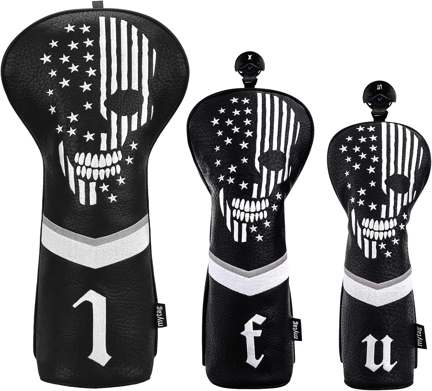 Golf Skull Skeleton Head Cover Set for Drivers and Woods