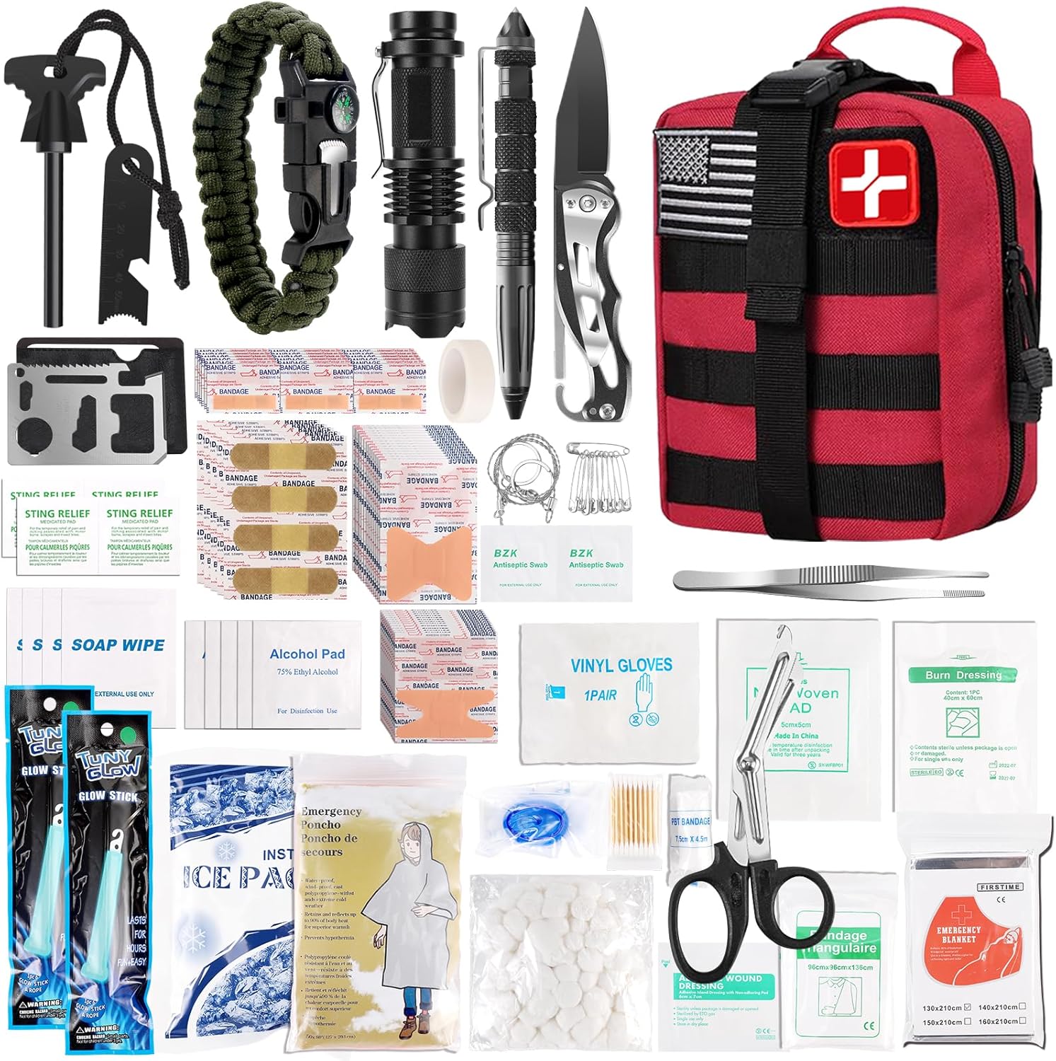 288PCS Outdoor Survival First Aid Kit - Essential Gear for Adventures