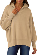 Women's Oversized Quarter Zip Sweater Pullover - Baggy Slouchy Fit