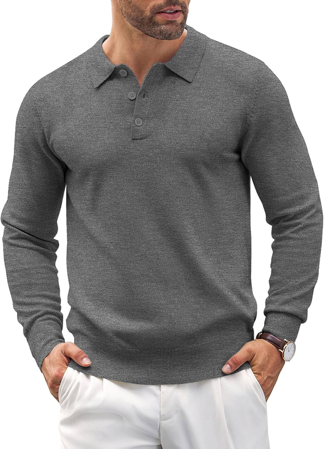 COOFANDY Mens Knit Polo Shirts for Casual and Golf Wear