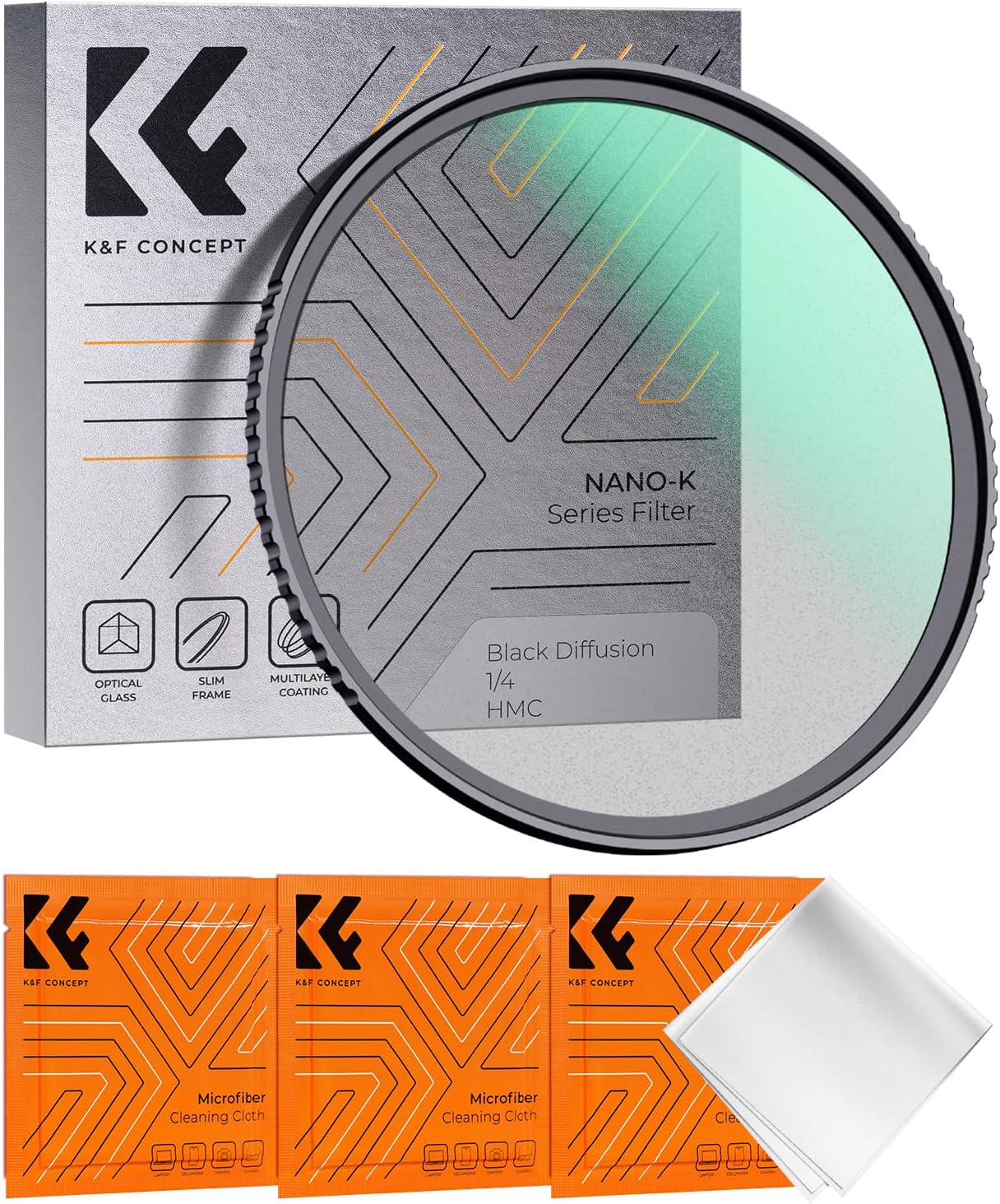 K&F CONCEPT 82mm Black Diffusion 1/4 Filter for Cinematic Effects