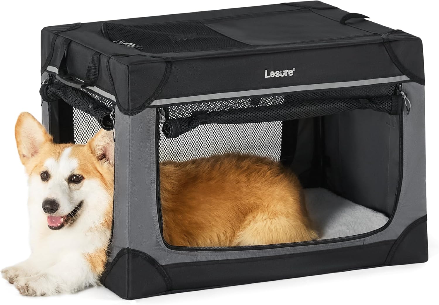 Lesure Soft Collapsible Dog Crate - Perfect for Travel & Comfort