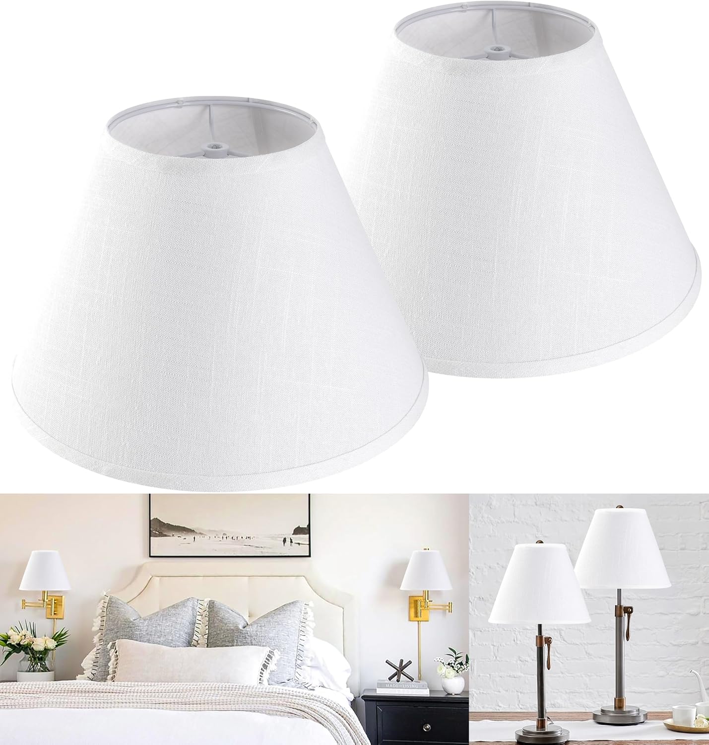 Elegant White Texture Lamp Shades Set of 2 for Modern Decor