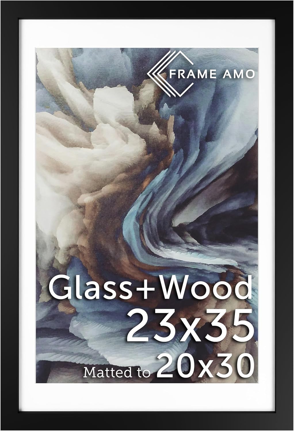 Frame Amo 23x35 Black Solid Wood Poster Frame for Art Display
