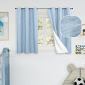 Baby Blue Linen Blackout Curtains 45 in Length 2 Panels - Total Room