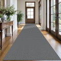 Extra Long Hallway Runner 3x18 ft Grey/Dark Grey - Low-Profile Cotton
