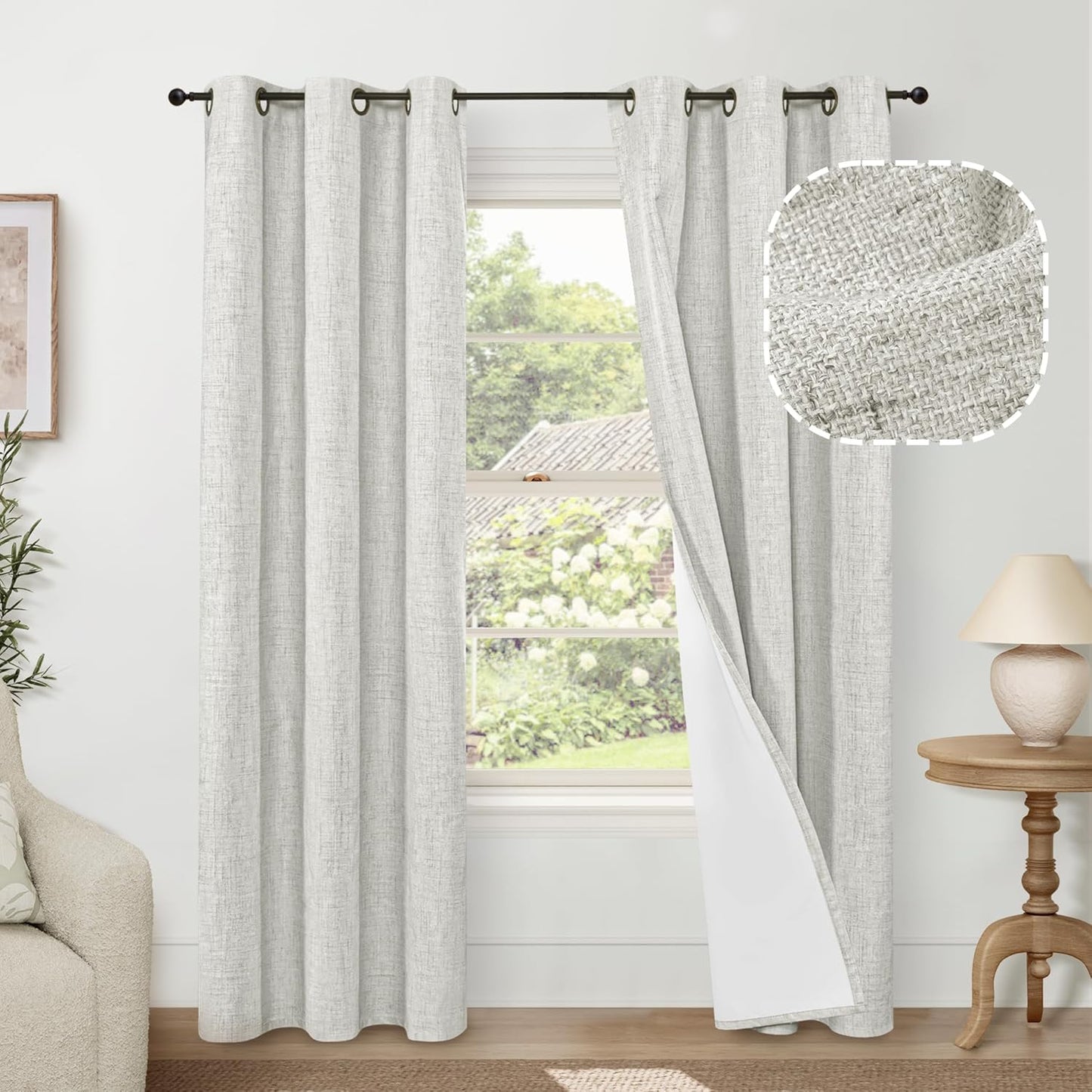 Linen Blackout Curtains for Living Room and Bedroom Use