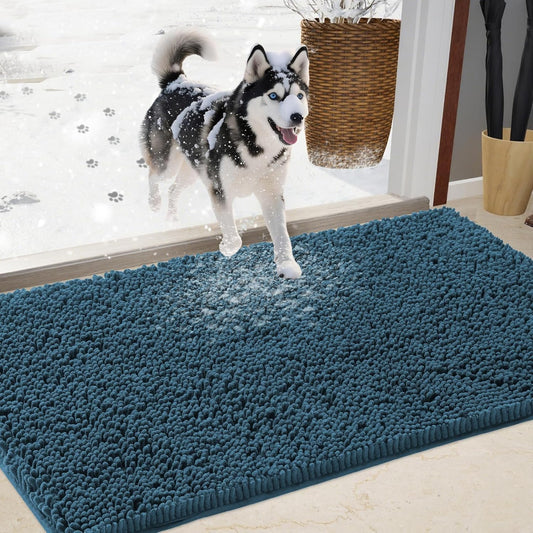 Chenille Absorbent Outdoor Doormat for Muddy Paws and Shoes