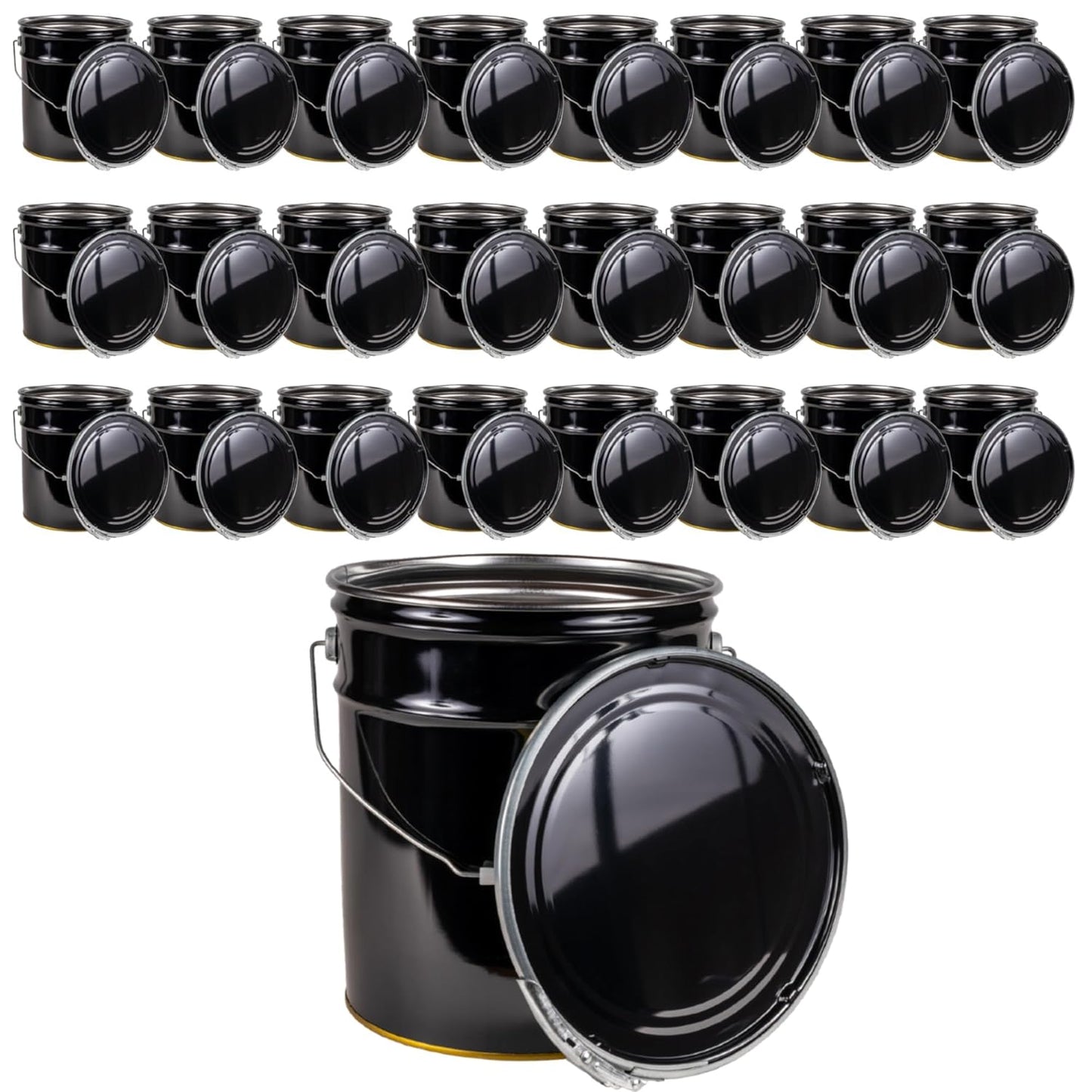 5 Gallon Black Metal Bucket with Lever Lock Lid for Durability