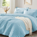 Zzlpp Queen Comforter Set 7 Pieces Seersucker - Soft Year-Round