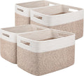 Storage Baskets for Shelves 4 Pack - Foldable Cotton Rope Organizers