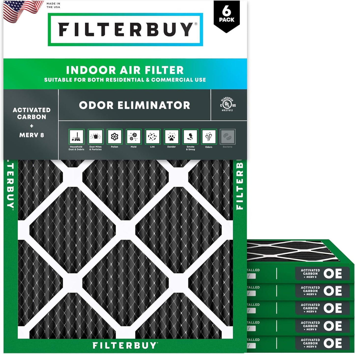 Filterbuy 20x23x1 Air Filter MERV 8 for Odor & Allergy Defense