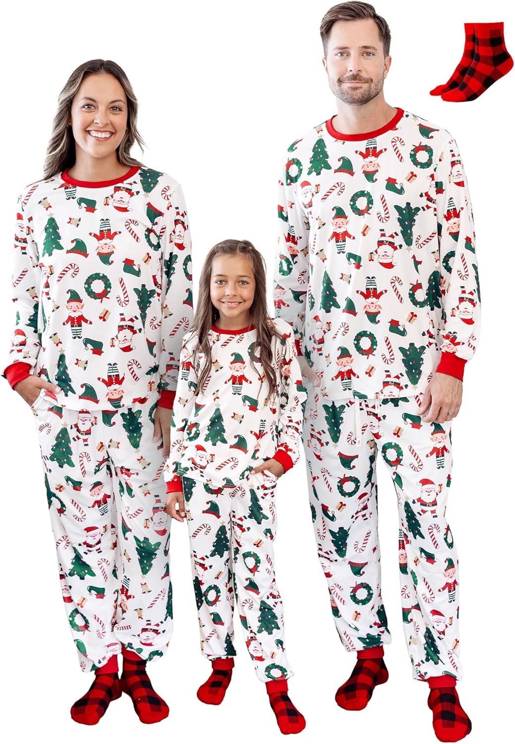 Matching Christmas Pajama Sets with Socks for Family Fun